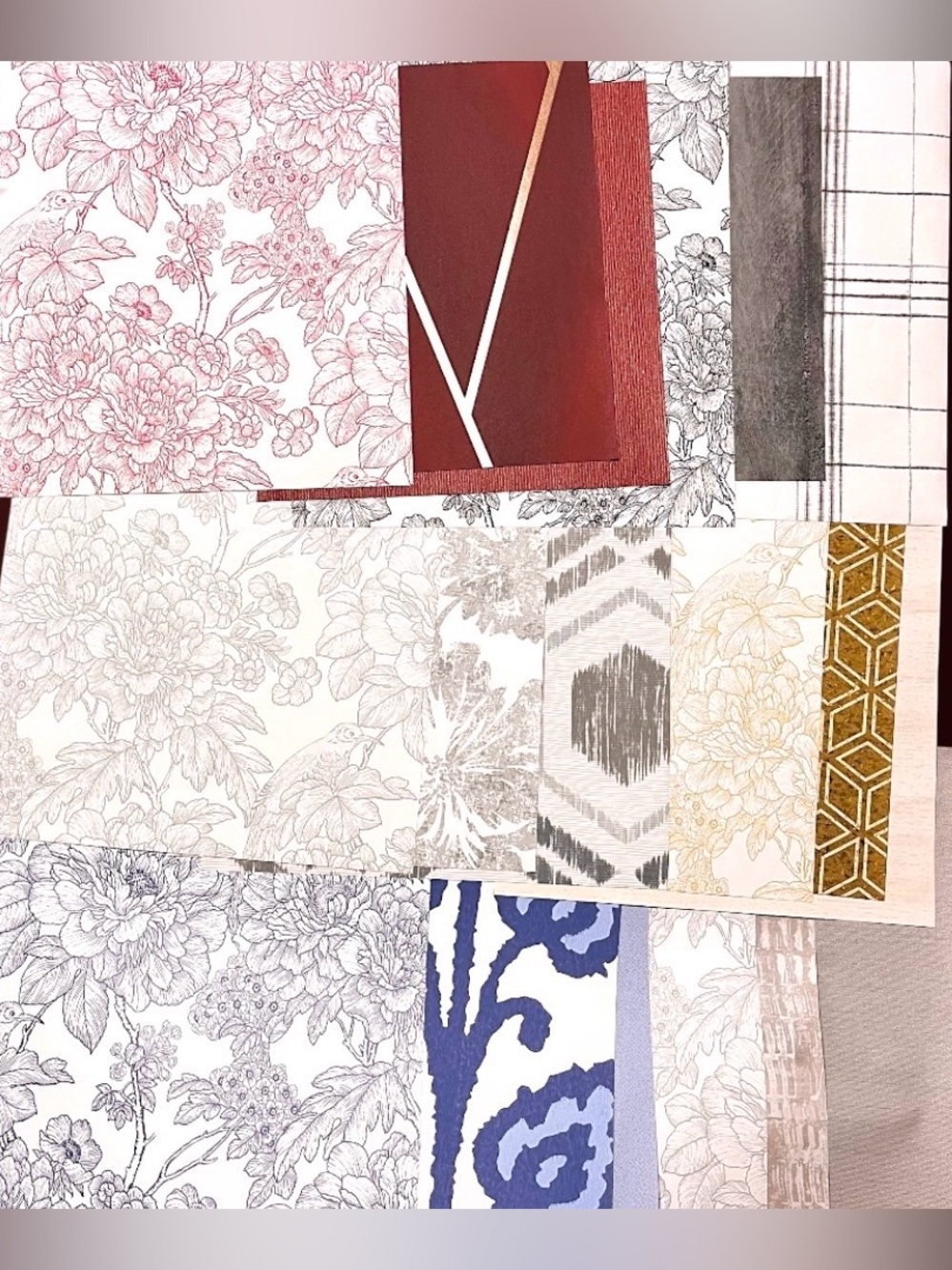 18 Large Assorted Designer Botanical, Floral & Geometric Wallpaper Sample Sheets